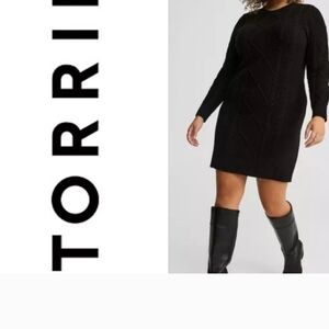 Torrid Black Cable Knit Sweater Dress